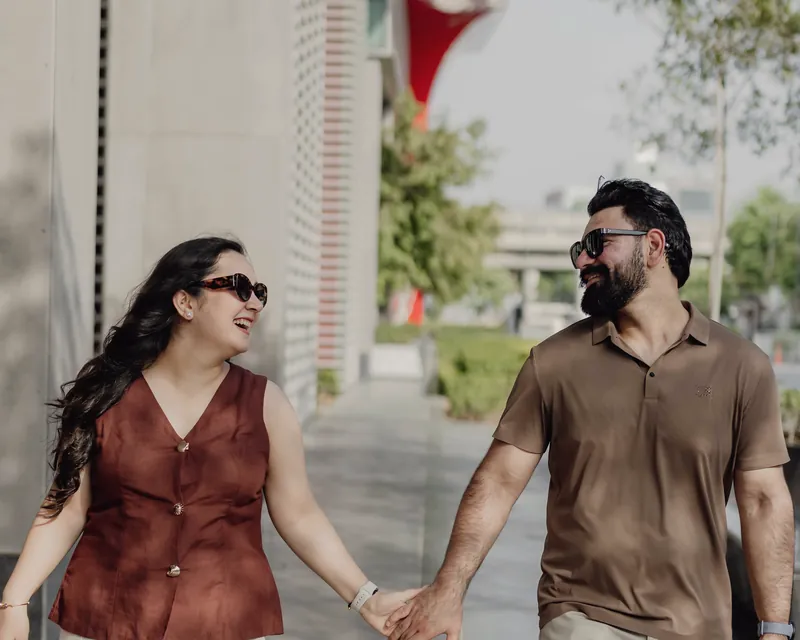 Shubhangi and Dhruv walking hand in hand